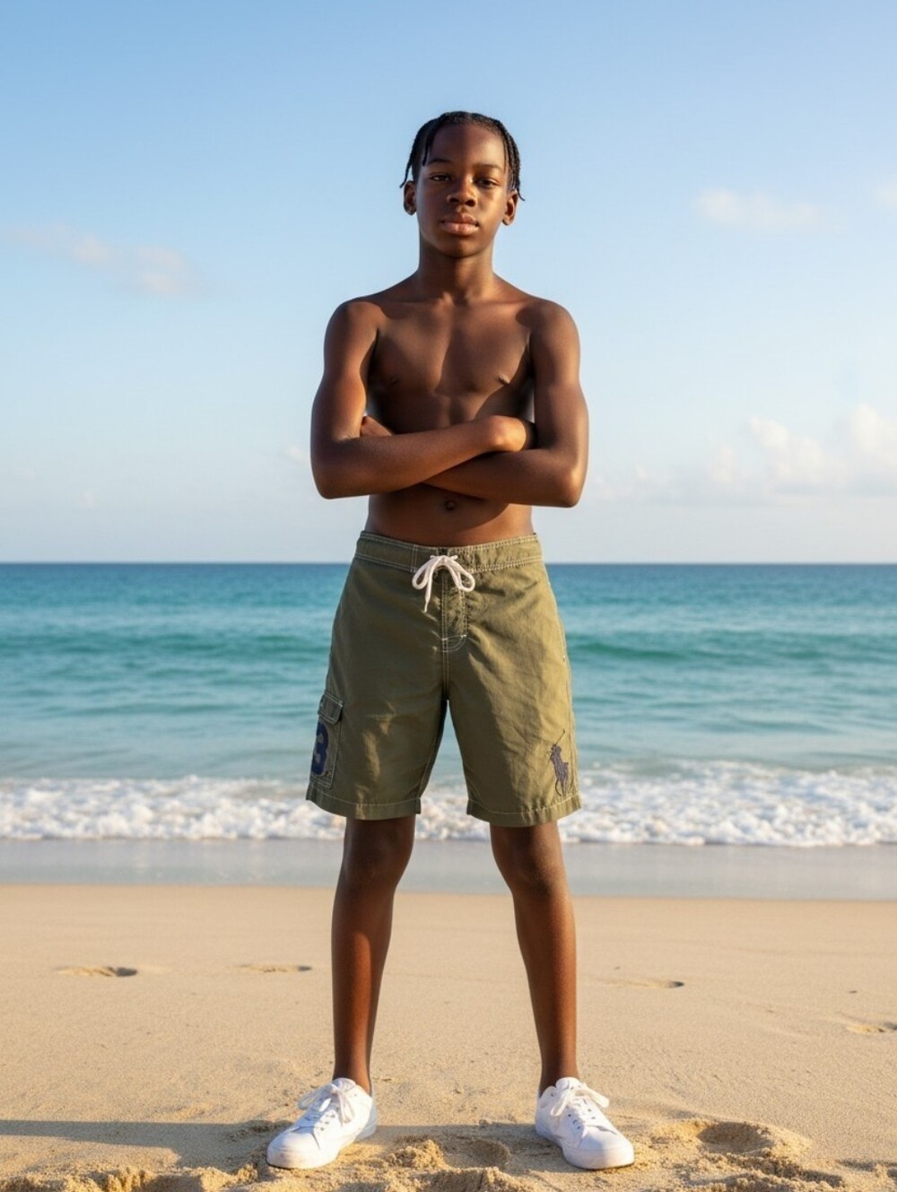 Polo By Ralph Lauren Olive Green Boys Swim Trunks